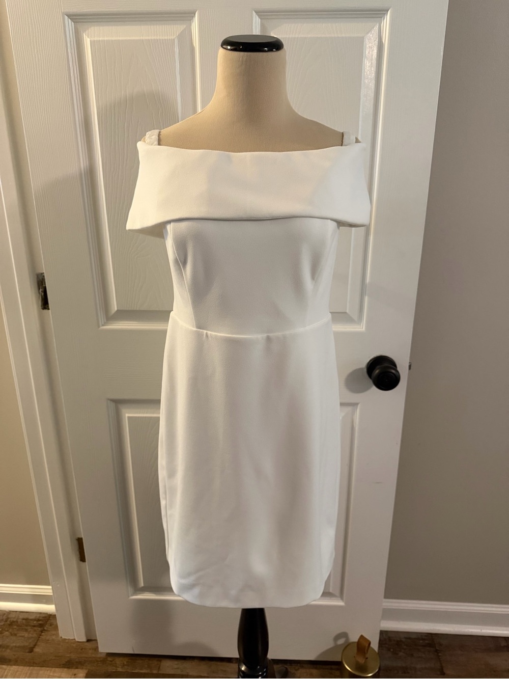 Calvin Klein White Off-Shoulder Ruffle Mini Dress - Picture 3 of 4